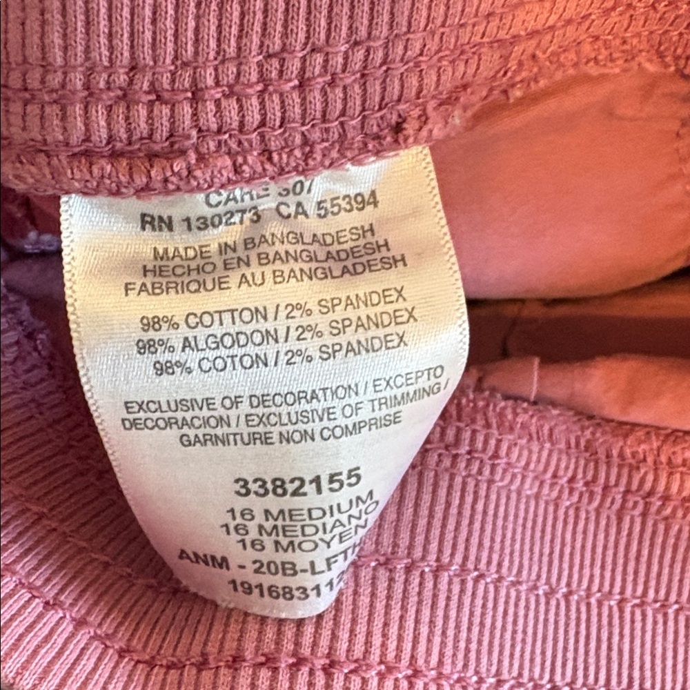 Lee Relaxed Fit Mid Rise Capri Cargo Pants Size 16 Mauve Pink Stretch - Picture 6 of 6
